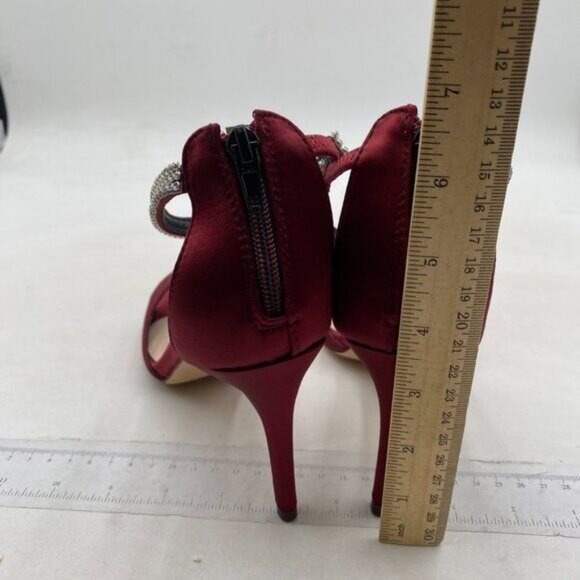 XYD Women Crystal Chain Strap Sandals Pointy Open Toe Stiletto Heels Red Shoes - Picture 4 of 7